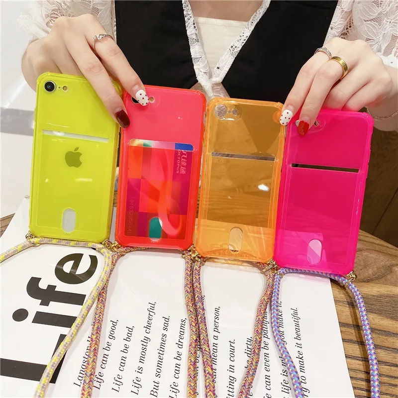 Neon Fluorescent Card Pocket Case For iPhone 12 SE 2020 11 Pro Max 11 7 8 Plus X XR XS Max Lanyard Cross Rope Clear Phone Cover
Neon Fluorescent Card Pocket Case For iPhone 12 SE 2020 11 Pro Max 11 7 8 Plus X XR XS Max Lanyard Cross Rope Clear Phone Cover