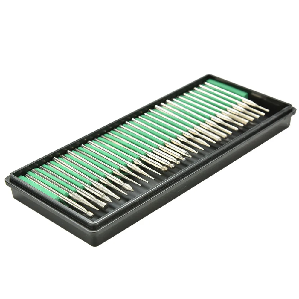 30pcs 3.175mm Titanium Diamond Burrs Bur Bit Set Dremel Rotary Tool Drill Bit Power Tools On Jewelry
30pcs 3.175mm Titanium Diamond Burrs Bur Bit Set Dremel Rotary Tool Drill Bit Power Tools On Jewelry