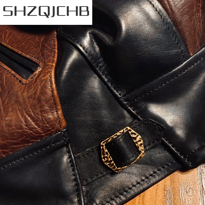 JCHB 2021 High Quality Mens Genuine Leather Jacket Vintage Cowboy Cowhide Coat Long Sleeve Splicing Mixed Colors Motorcycle Bike
JCHB 2021 High Quality Mens Genuine Leather Jacket Vintage Cowboy Cowhide Coat Long Sleeve Splicing Mixed Colors Motorcycle Bike