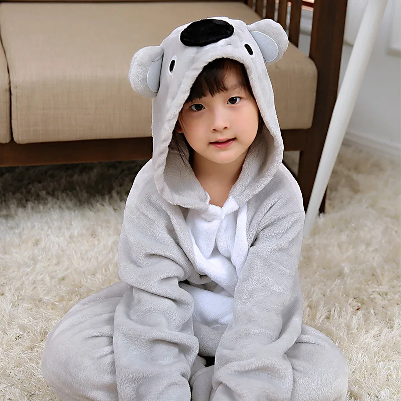 

Пижама Koala детская фланелевая, комбинезон для сна, кигуруми, мультяшный рисунок, цельная одежда для косплея, цвет серый