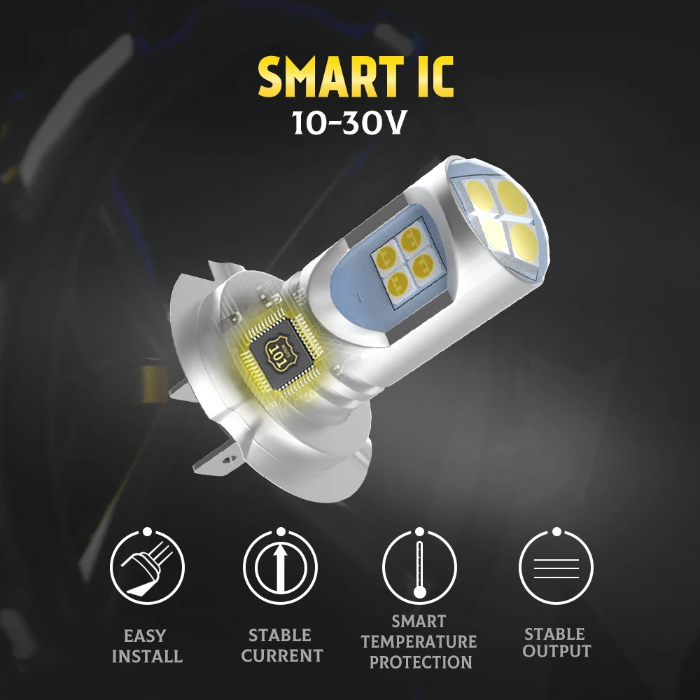 Route101 H7 светодиодный фар комплект противотуманная фара 6000 К белый свет 12V 24V
