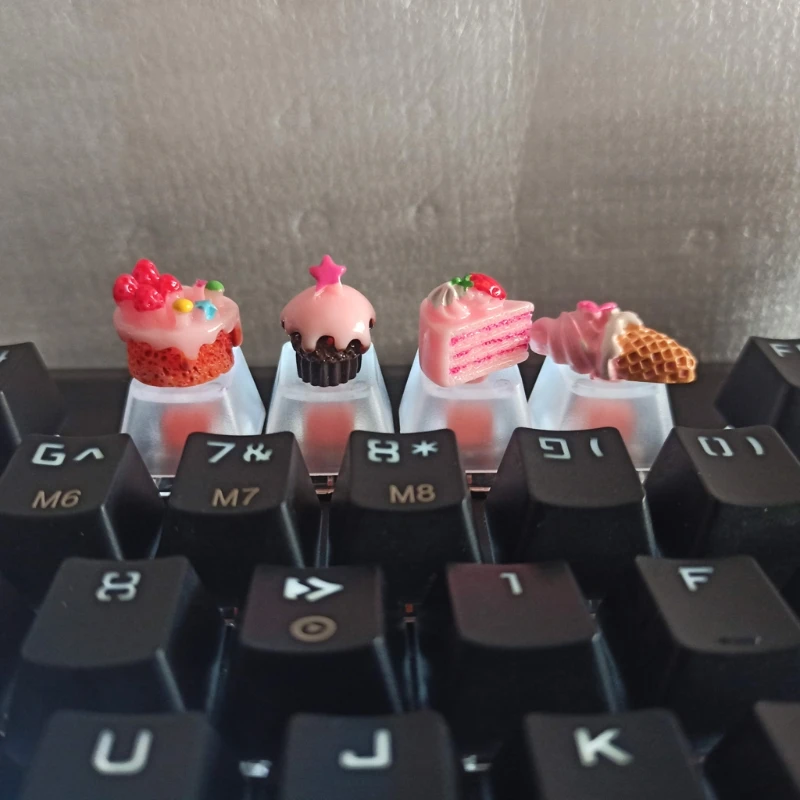 1Pc DIY ABS Keycap Pink Cute Cake Ice Cream for mechanical keyboards R4 Height