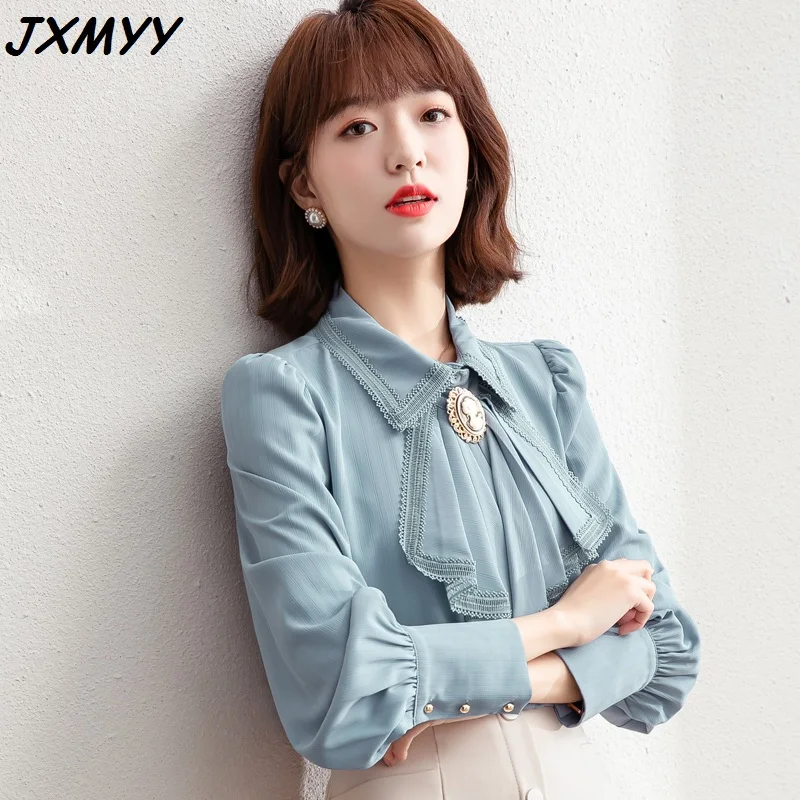 Retro polo collar blue chiffon shirt women spring 2021 new chic tops women spring and autumn design sense JXMYY
Retro polo collar blue chiffon shirt women spring 2021 new chic tops women spring and autumn design sense JXMYY