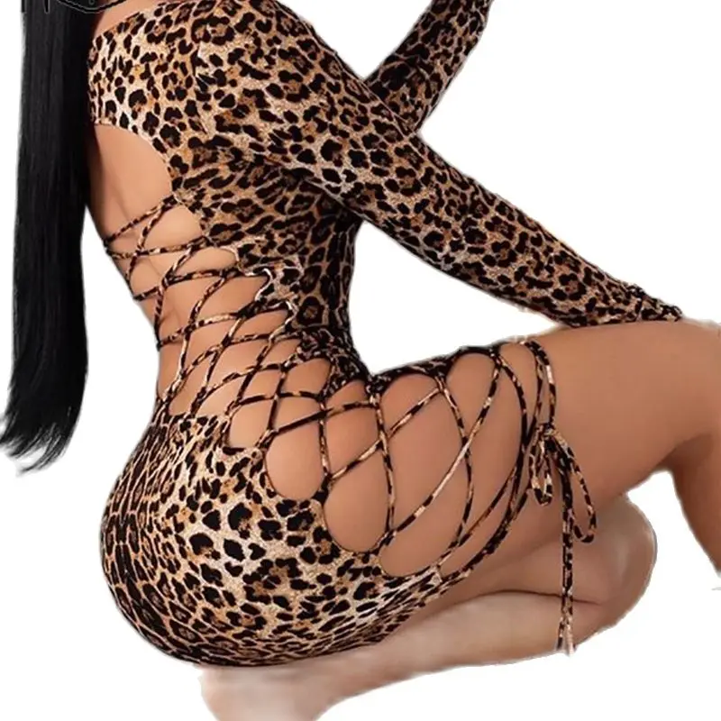 Leopard Print Open Back Bandage Short Mini Bodycon Dress Sexy Hollow Out Square Neck Long Sleeve Vestidos Club Party Outfits
Leopard Print Open Back Bandage Short Mini Bodycon Dress Sexy Hollow Out Square Neck Long Sleeve Vestidos Club Party Outfits