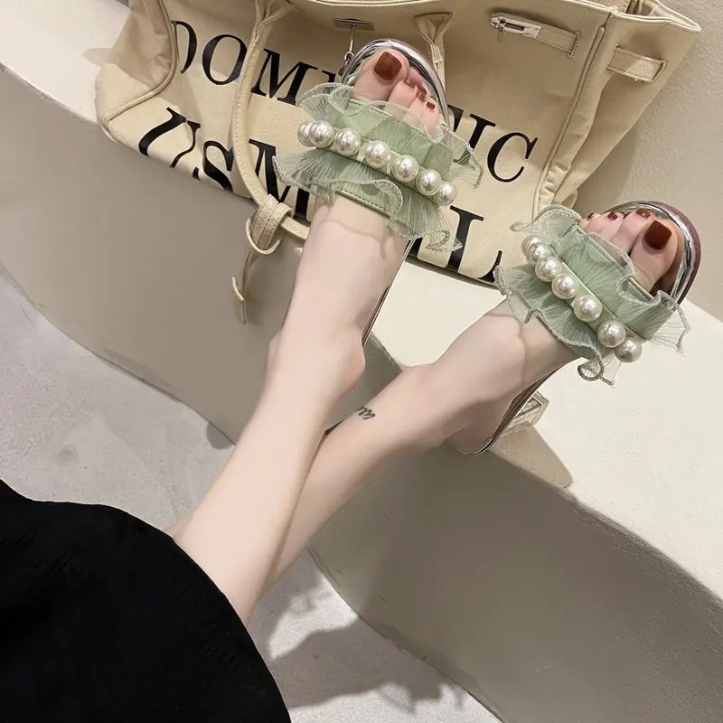 Slippers Women Summer Square heel Slides String Bead Female Shoes Med Heeled Mules Jelly Flip Flops Block Soft 2021 High
Slippers Women Summer Square heel Slides String Bead Female Shoes Med Heeled Mules Jelly Flip Flops Block Soft 2021 High