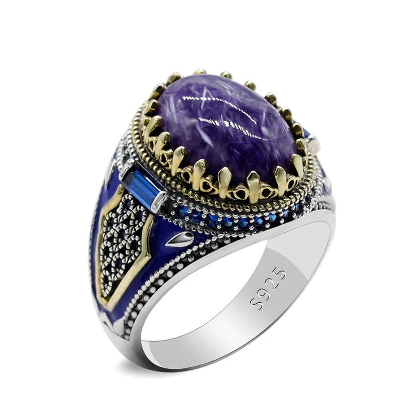 Natural Purple Dragon Stone 925 Silver Men's Fashion Retro Auspicious Handmade Turkish Signet Ring Rock Jewelry Gifts Men's Banq
Natural Purple Dragon Stone 925 Silver Men's Fashion Retro Auspicious Handmade Turkish Signet Ring Rock Jewelry Gifts Men's Banq
