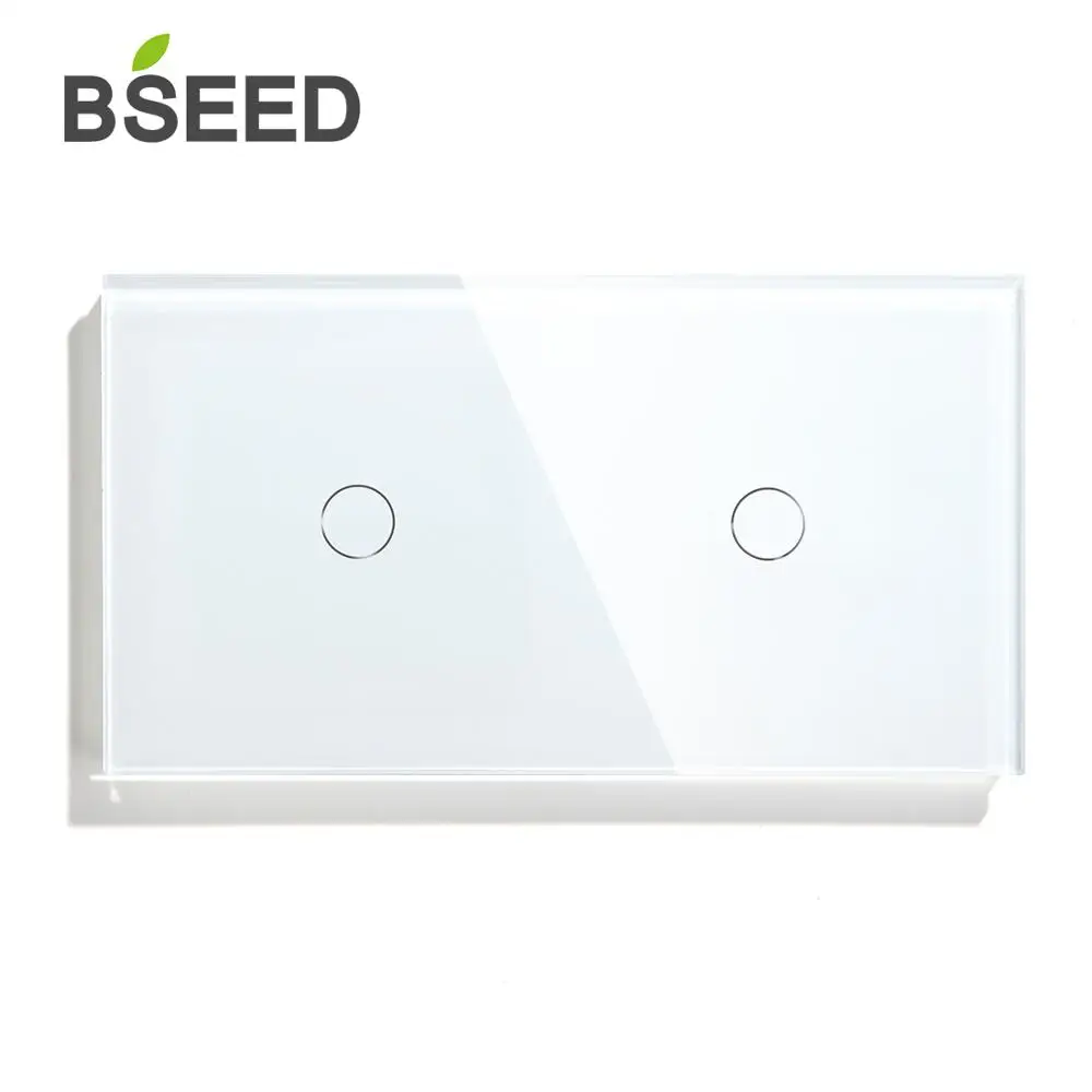 

Bseed EU 2 Gang 1 Way 2 Way настенный сенсорный выключатель 157 мм светильник белый черный золотой кристалл Класс панель 3 цвета переключатель