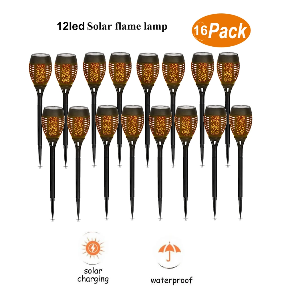 16 pcs LED Solar Flame Light Lamp Flickering Waterproof Garden Decoration Landscape Lawn Lamp Path Lighting Torch Outdoor Spotli
16 pcs LED Solar Flame Light Lamp Flickering Waterproof Garden Decoration Landscape Lawn Lamp Path Lighting Torch Outdoor Spotli