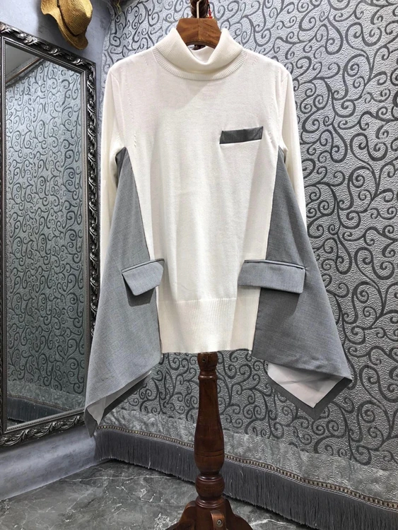 2021 new women fashion bib, high neck, color matching stitching on both sides, long-sleeved loose-fitting blouse 1020
2021 new women fashion bib, high neck, color matching stitching on both sides, long-sleeved loose-fitting blouse 1020