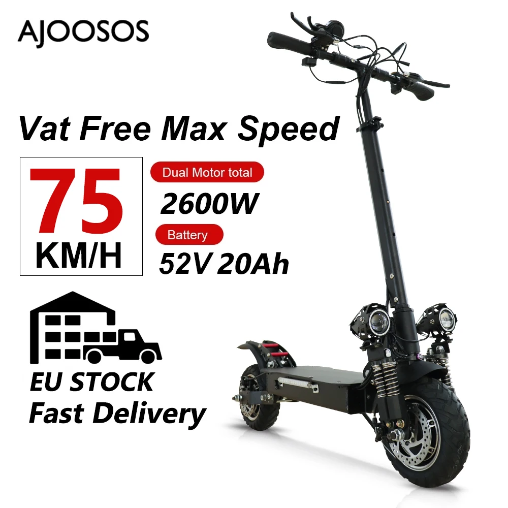 Free Tax 2600W Powerful Electric Scooter Dual Motor 52V Escooter Europe Warehouse 75km/h Fast Speed Skateboard Adult with Seat
Free Tax 2600W Powerful Electric Scooter Dual Motor 52V Escooter Europe Warehouse 75km/h Fast Speed Skateboard Adult with Seat