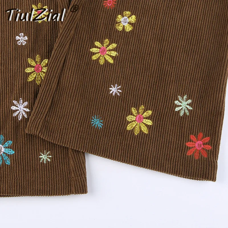 TiulZial Brown Corduroy Flare Pants Y2K Floral Embroidery High Waist Long Trousers Streetwear Capris Pant Bottom Lady 2021
TiulZial Brown Corduroy Flare Pants Y2K Floral Embroidery High Waist Long Trousers Streetwear Capris Pant Bottom Lady 2021