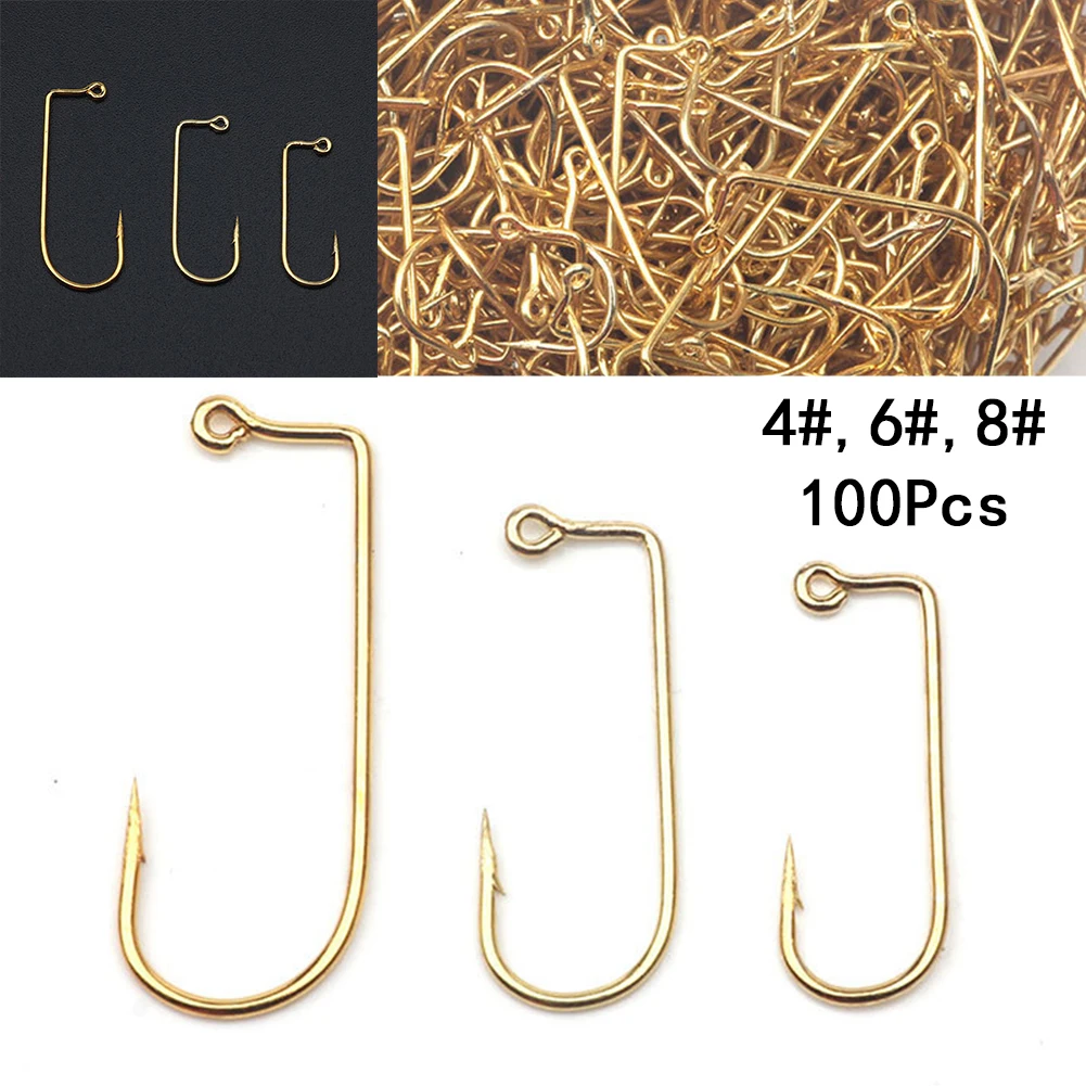 100PCS Hook Golden Jig Barbed 90Degree Right DIY Upside Down Accessories Pesca Iscas fish Lure Crank tackle Inverted Single Hook
100PCS Hook Golden Jig Barbed 90Degree Right DIY Upside Down Accessories Pesca Iscas fish Lure Crank tackle Inverted Single Hook