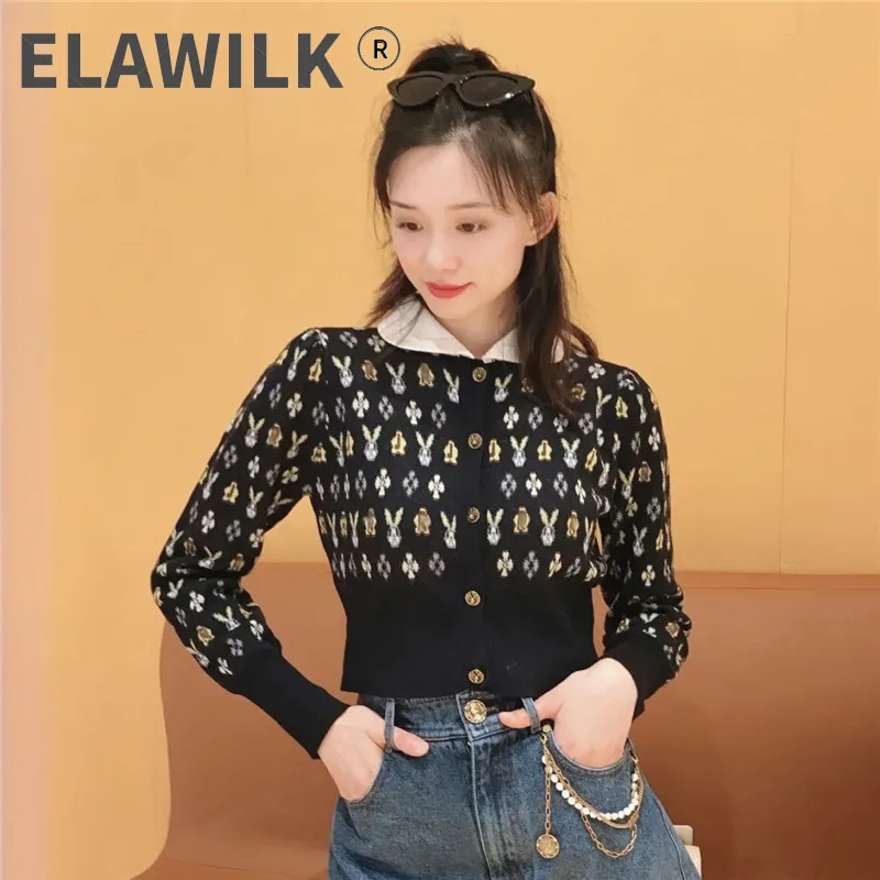 Women's Knitted Cardigan 2021 Cute Laple Collar Navy Blue Bunny Plaid Cropped Sweater Coat Women KNitwear Top
Women's Knitted Cardigan 2021 Cute Laple Collar Navy Blue Bunny Plaid Cropped Sweater Coat Women KNitwear Top