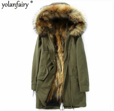 Мужская парка с натуральным мехом енота зимняя теплая куртка модель MY2024|Мужские