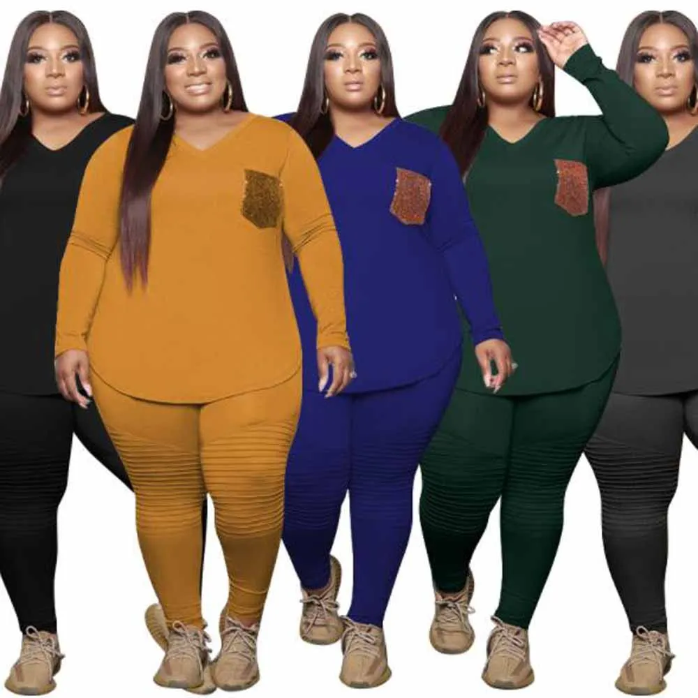 Fat MM Women Plus Size Sequined Pocket Long Sleeve T-Shirts+Pants 2pc Sets Clothing Large Size Maxi Female Casual Sports Suits
Fat MM Women Plus Size Sequined Pocket Long Sleeve T-Shirts+Pants 2pc Sets Clothing Large Size Maxi Female Casual Sports Suits
