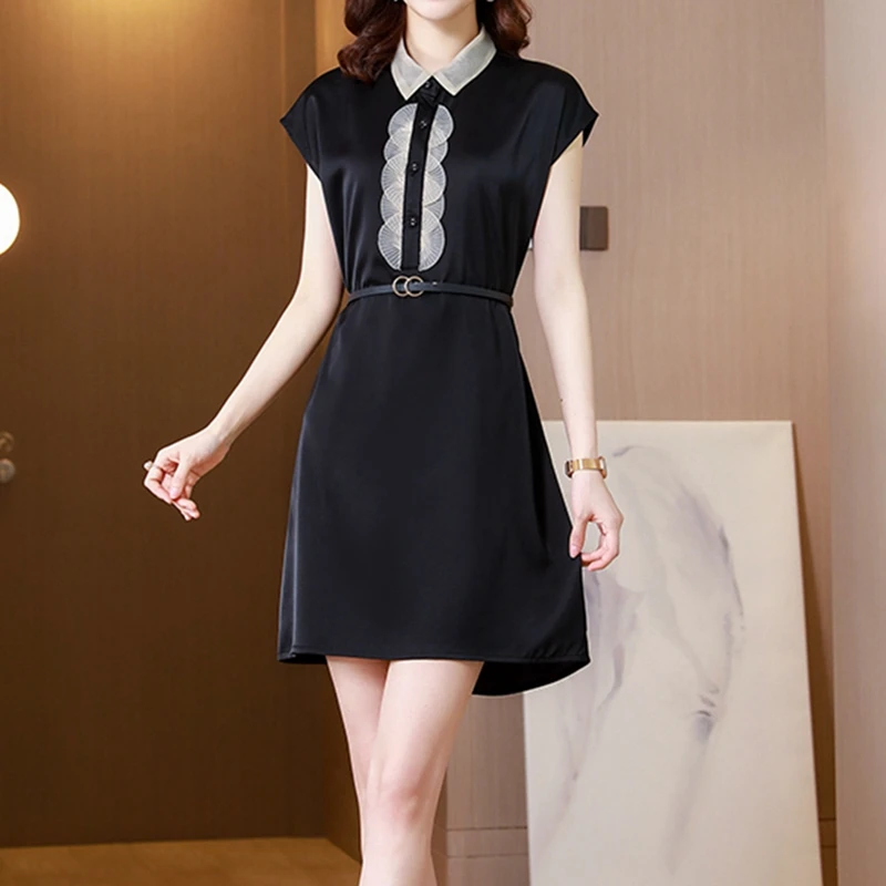 Office ladies OL work dress Women fashion chiffon patchwork satin imitation silk dress single-breasted belt tunic midi dress
Office ladies OL work dress Women fashion chiffon patchwork satin imitation silk dress single-breasted belt tunic midi dress