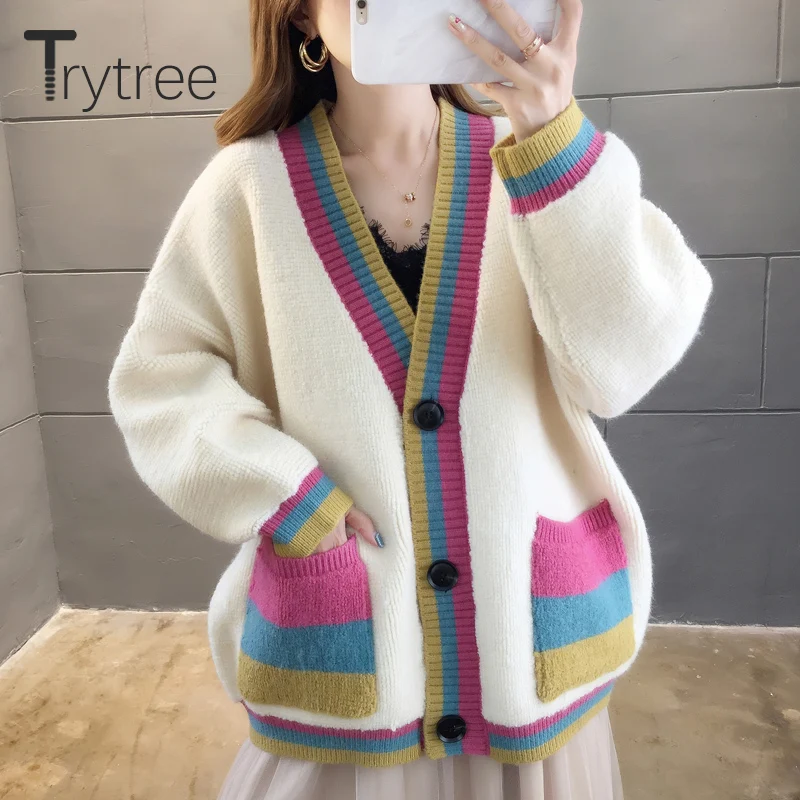 Женский свитер Trytree, повседневный однобортный вязаный свитер с v-образным вырезом и карманами для компьютера, Осень-зима 2020
Женский свитер Trytree, повседневный однобортный вязаный свитер с v-образным вырезом и карманами для компьютера, Осень-зима 2020