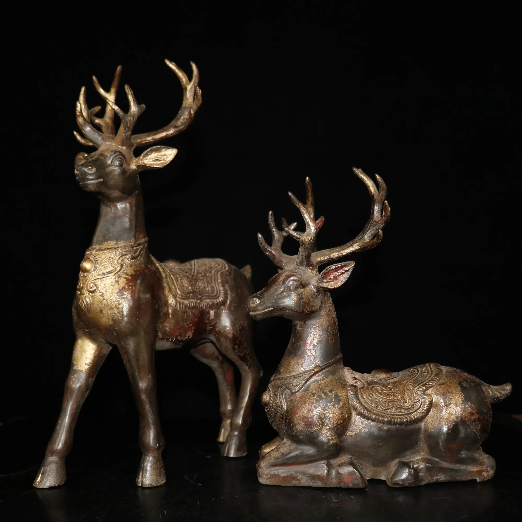 Домашний декор, 14 дюймов, тибетский буддистский храм старая Бронзовая статуя киновары Cervidae, мужская и женская статуя оленя, Пара украшений н... 
Домашний декор, 14 дюймов, тибетский буддистский храм старая Бронзовая статуя киновары Cervidae, мужская и женская статуя оленя, Пара украшений н...