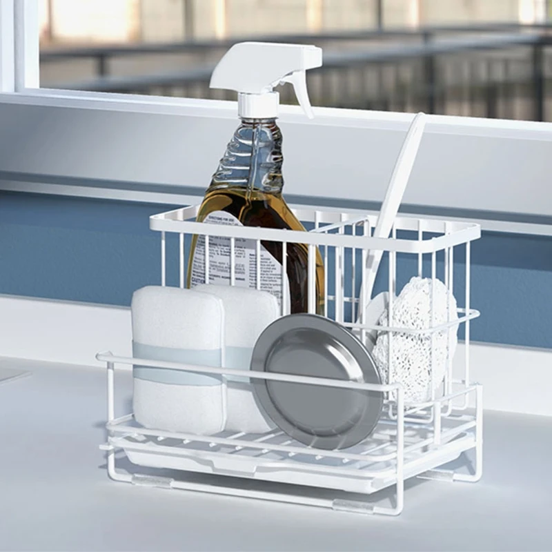 Sponge Rack with Drain Tray Soap Brush Holder Shelf Organizer Multifunction Kitchen Cleaning Tools Storage Dryer Basket
Sponge Rack with Drain Tray Soap Brush Holder Shelf Organizer Multifunction Kitchen Cleaning Tools Storage Dryer Basket