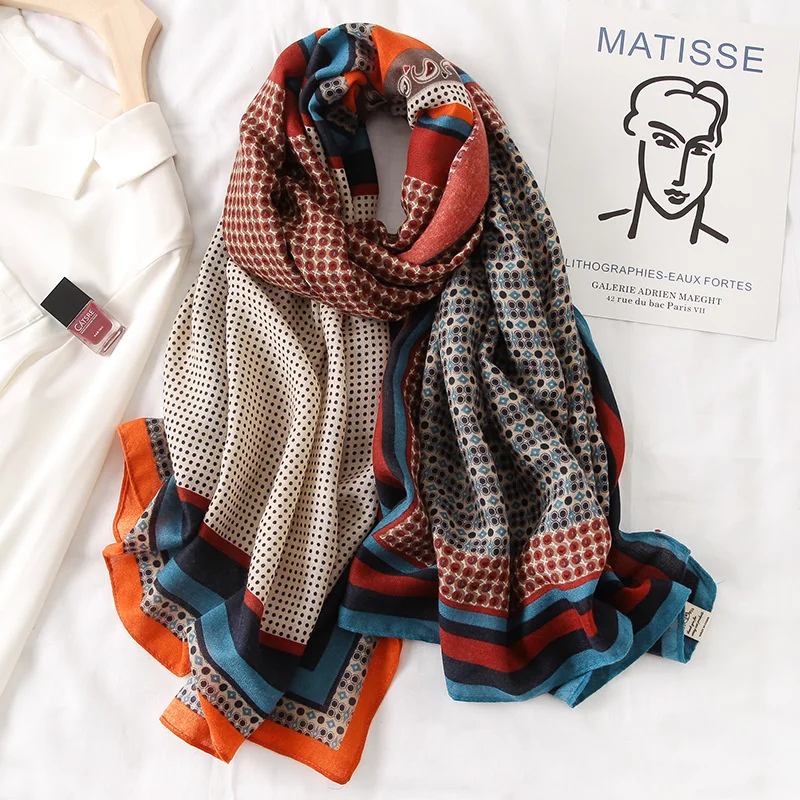 

Main imports: Fashion printed cotton scarf women's headscarf square pattern new design spring winter 2021