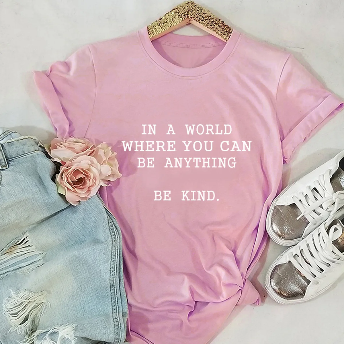 JFUNCY Plus Size Short Sleeve Woman Tshirt Bie Kind Letter Print T Shirt Women Casual Loose T-shirt Summer Tees 100% Cotton Tops
JFUNCY Plus Size Short Sleeve Woman Tshirt Bie Kind Letter Print T Shirt Women Casual Loose T-shirt Summer Tees 100% Cotton Tops