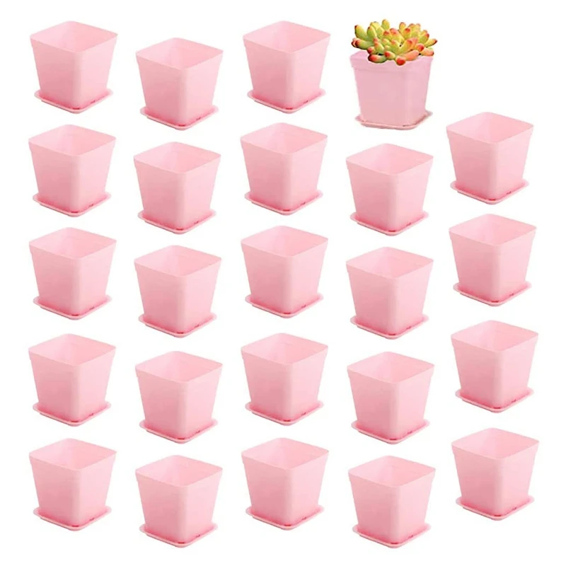 24PC Square Nursery Flower Pot, Garden Nursery Pot with Saucer, Suitable for Home, Office and Garden (Pink)
24PC Square Nursery Flower Pot, Garden Nursery Pot with Saucer, Suitable for Home, Office and Garden (Pink)