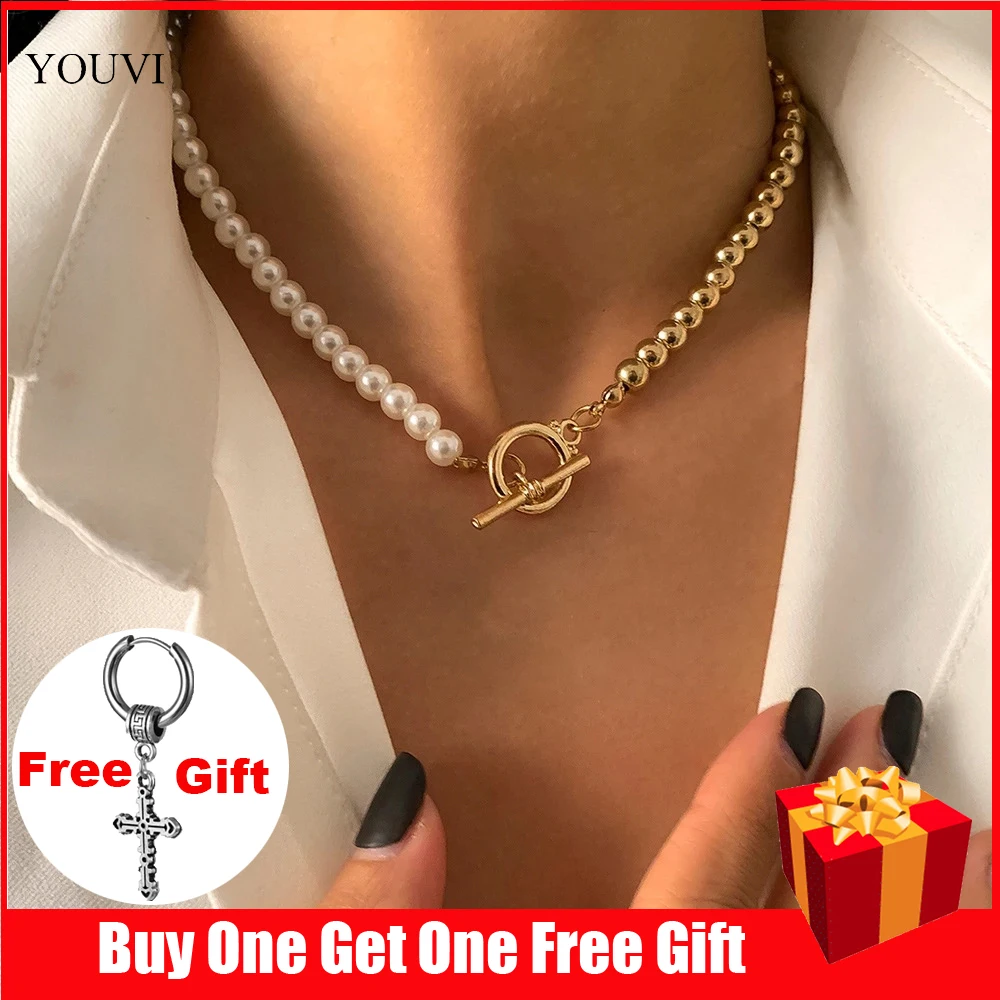 YOUVI 2021 Trendy Baroque Pearl Chain Necklace for Women Collar Punk Toggle Clasp Circle Lariat Bead Choker Necklaces Jewelry
YOUVI 2021 Trendy Baroque Pearl Chain Necklace for Women Collar Punk Toggle Clasp Circle Lariat Bead Choker Necklaces Jewelry