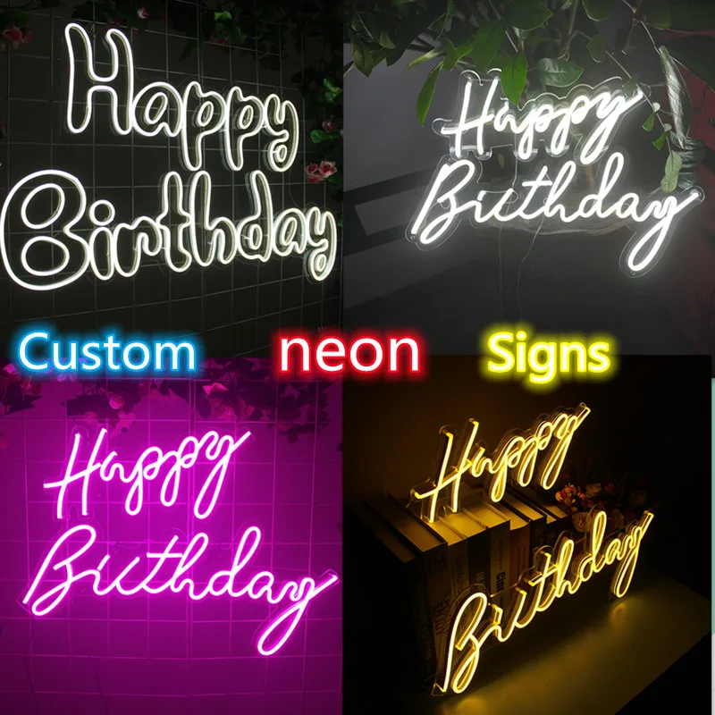 Custom Neon Light Signs Happy Birthday Party Decorations Led Letters On Wall Hanging For Bar Home Wedding decor 12v Flexible
Custom Neon Light Signs Happy Birthday Party Decorations Led Letters On Wall Hanging For Bar Home Wedding decor 12v Flexible