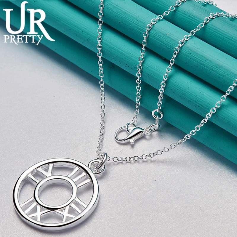 URPRETTY 925 Sterling Silver Round Roman Numerals Necklace 16/18/20/22/24/26/28/30 Inch Snake Chain For Woman Wedding Jewelry
URPRETTY 925 Sterling Silver Round Roman Numerals Necklace 16/18/20/22/24/26/28/30 Inch Snake Chain For Woman Wedding Jewelry