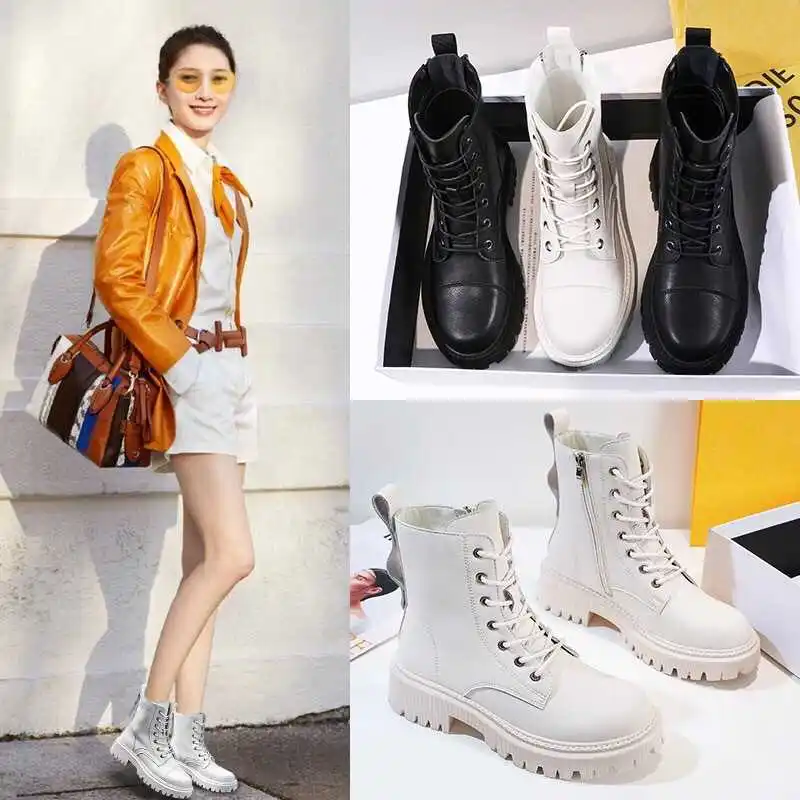 Martin boots women's leather autumn and winter 2020 new British Wind thick bottom increased back zipper locomotive round
Martin boots women's leather autumn and winter 2020 new British Wind thick bottom increased back zipper locomotive round