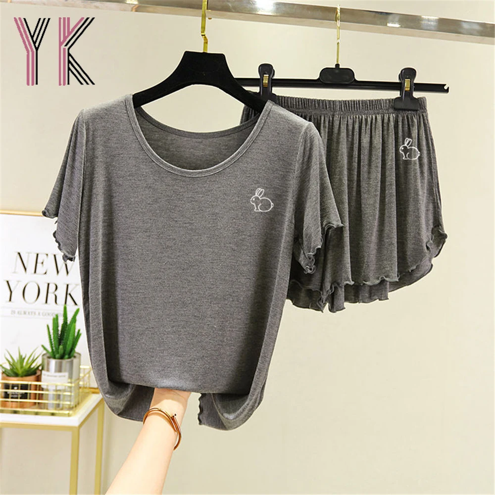 Two-Piece 9 Color Cartoon Rabbit Print Short-Sleeved T-Shirt + Loose Elastic Waist Shorts Homewear Summer Women Suit Pajama Set
Two-Piece 9 Color Cartoon Rabbit Print Short-Sleeved T-Shirt + Loose Elastic Waist Shorts Homewear Summer Women Suit Pajama Set