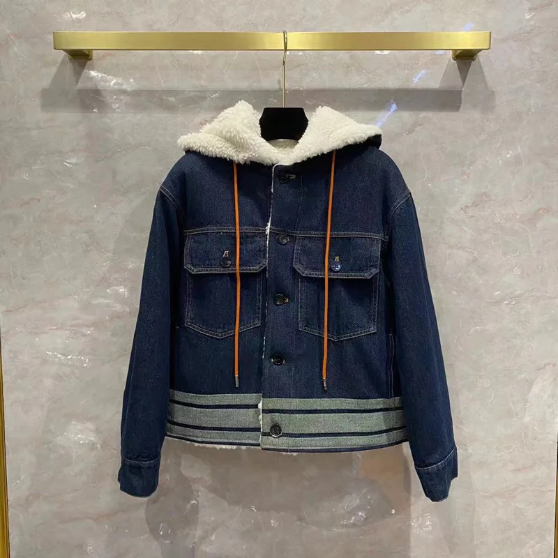 Winter New Designer Women's Lamb Wool Hooded Denim Jackets B766
Winter New Designer Women's Lamb Wool Hooded Denim Jackets B766