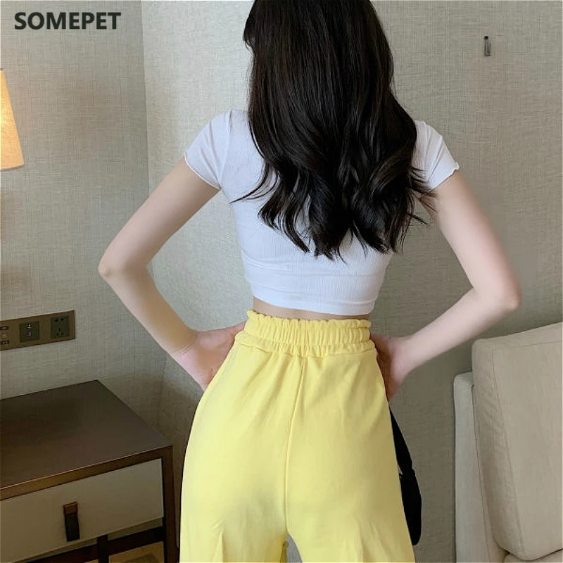 Casual Pants Women Lace-up Loose Wide-leg Holes Chic Streetwear Students Leisure Womens Trousers Solid Color Fashion All-match 
Casual Pants Women Lace-up Loose Wide-leg Holes Chic Streetwear Students Leisure Womens Trousers Solid Color Fashion All-match