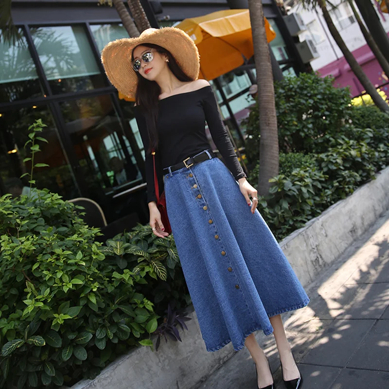 Mid-calf Skirts Women Button Loose A-line Leisure Solid High Waist Spring Denim Korean Style Trendy Retro All-match Females Chic
Mid-calf Skirts Women Button Loose A-line Leisure Solid High Waist Spring Denim Korean Style Trendy Retro All-match Females Chic