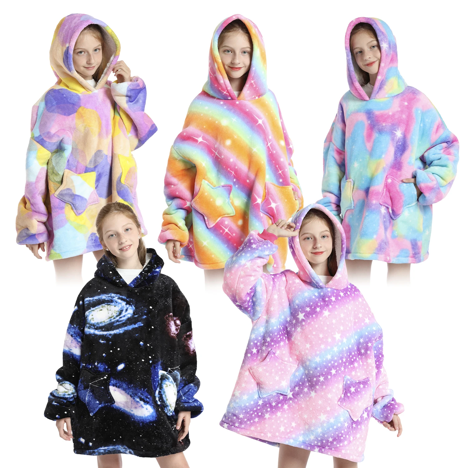 Winter Warm TV Hoodie Blanket GIrls Kid Tie Dye Sherpa Flannel Oversized Hooded Blankets with Sleeves Bathrobe Pullover Outwears
Winter Warm TV Hoodie Blanket GIrls Kid Tie Dye Sherpa Flannel Oversized Hooded Blankets with Sleeves Bathrobe Pullover Outwears