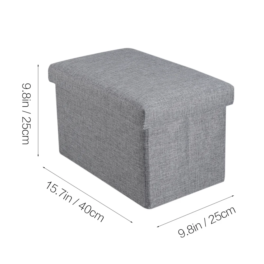 Foldable Storage Ottoman with Folding Toy Chest Storage Box Linen Fabric Ottomans Bench Foot Rest for Bedroom Living Room (Grey)