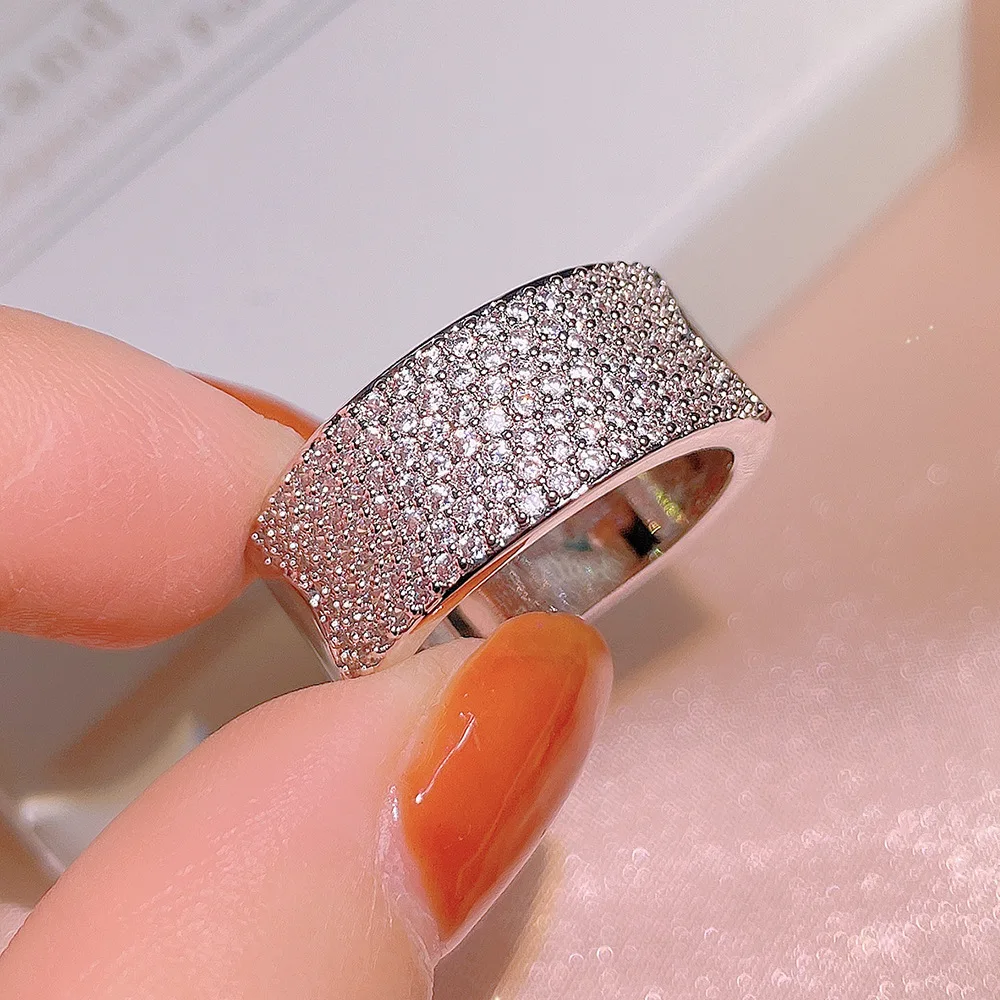 2022 New Luxury 925 Sterling Silver Engagement Wedding Band Eternity Ring For Women Trendy Wide Finger Ring Silver Jewelry
2022 New Luxury 925 Sterling Silver Engagement Wedding Band Eternity Ring For Women Trendy Wide Finger Ring Silver Jewelry