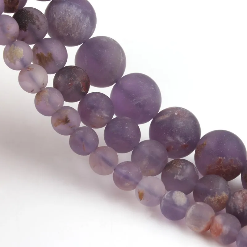 Natural Matte Gem Purple Ghost Quartz Stone Beads Round Loose Spacer Bead For Jewelry Making 6 8 10 12mm DIY Perles Bracelet 15"
Natural Matte Gem Purple Ghost Quartz Stone Beads Round Loose Spacer Bead For Jewelry Making 6 8 10 12mm DIY Perles Bracelet 15"