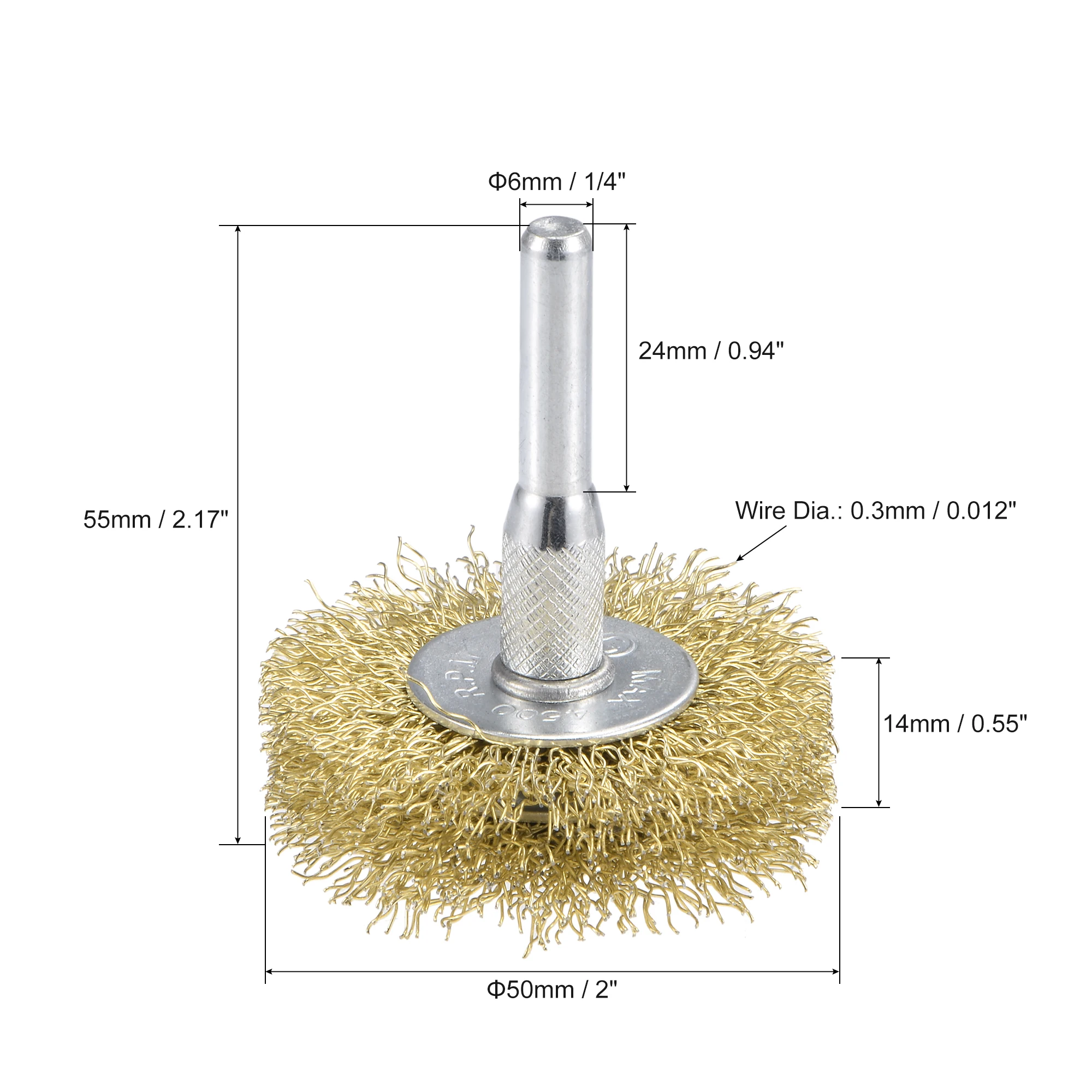 Uxcell 50mm x 14mm 6mm Shank Stainless Steel Brass Plated Crimped Wire Wheel Brush
Uxcell 50mm x 14mm 6mm Shank Stainless Steel Brass Plated Crimped Wire Wheel Brush