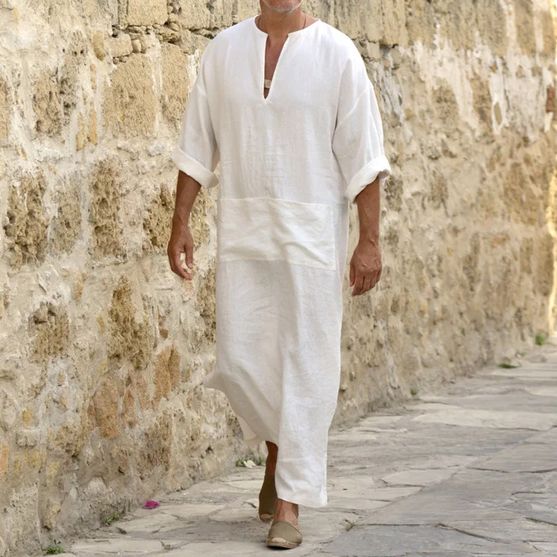 Islamic Traditional Jubba Thobe Men Abaya Linen Muslim Robes Dubai Arabic Kaftan Clothing Qamis Homme Arab Turk Gown Hijab Dress
Islamic Traditional Jubba Thobe Men Abaya Linen Muslim Robes Dubai Arabic Kaftan Clothing Qamis Homme Arab Turk Gown Hijab Dress