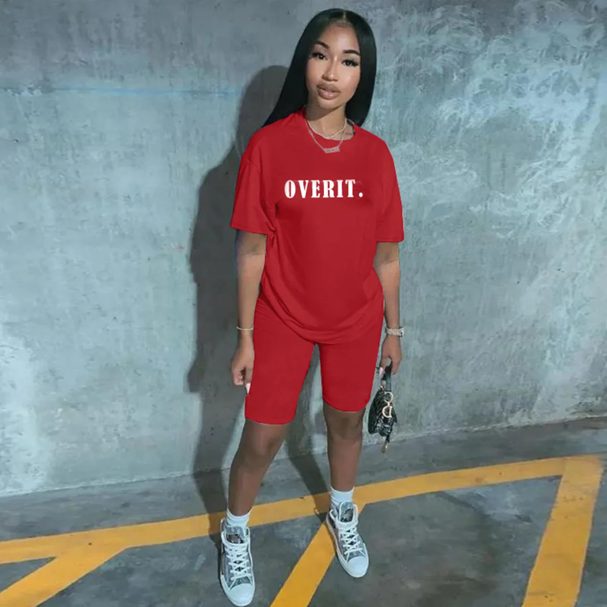 Women's Suit New Fashion Summer Temperament Printing Slim Sports Two-piece Suit Round Neck Pullover Solid Color Letter Donsignet
Women's Suit New Fashion Summer Temperament Printing Slim Sports Two-piece Suit Round Neck Pullover Solid Color Letter Donsignet