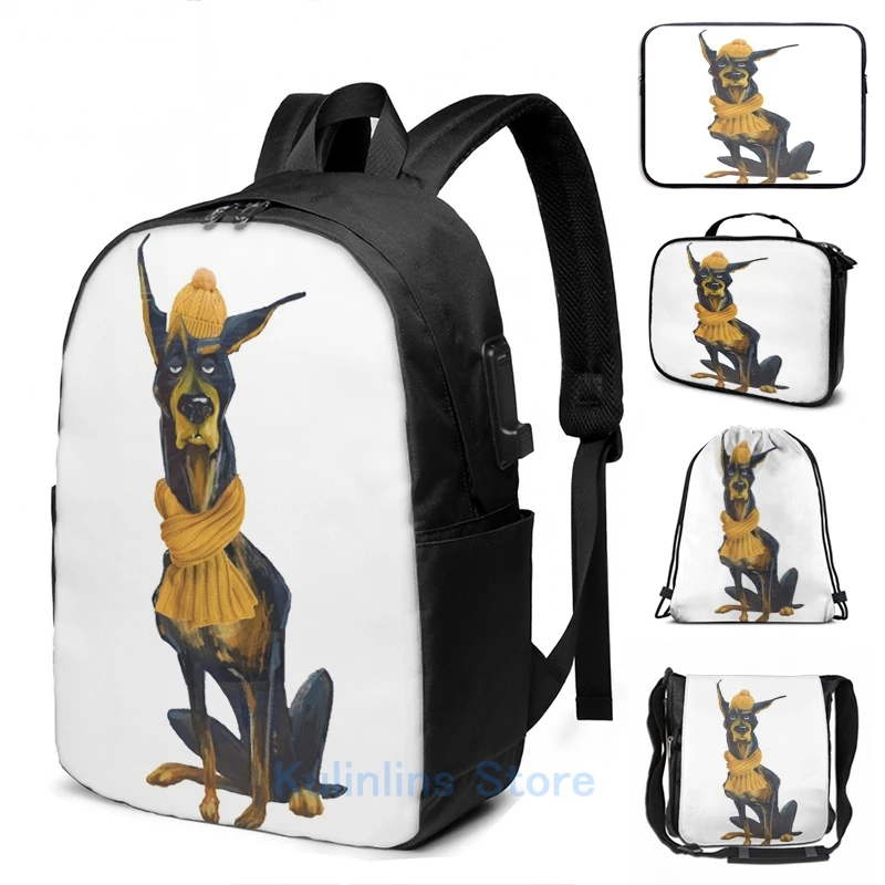 Funny Graphic print Copy of Dobemann USB Charge Backpack men School bags Women bag Travel laptop | Unisex Backpacks