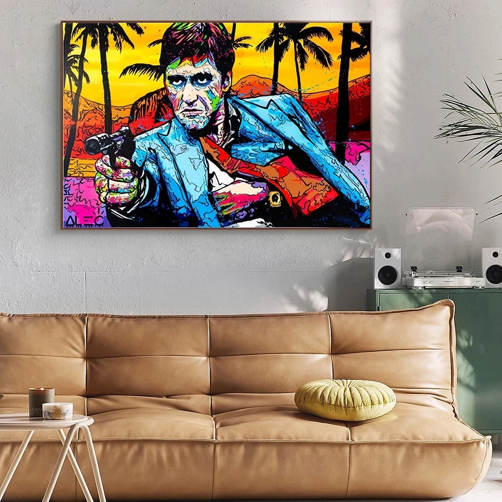 Graffiti portrait tony montana street art canvas print abstract painting character living room wall picture home decor poster 
Graffiti portrait tony montana street art canvas print abstract painting character living room wall picture home decor poster