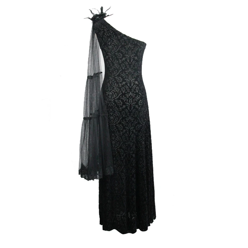 Women Dress Gothic One Shoulder Gown Long Dress Vntage Sexy Asymmetry Lace Sleeve Printing Stage Stage Performance Costume
Women Dress Gothic One Shoulder Gown Long Dress Vntage Sexy Asymmetry Lace Sleeve Printing Stage Stage Performance Costume