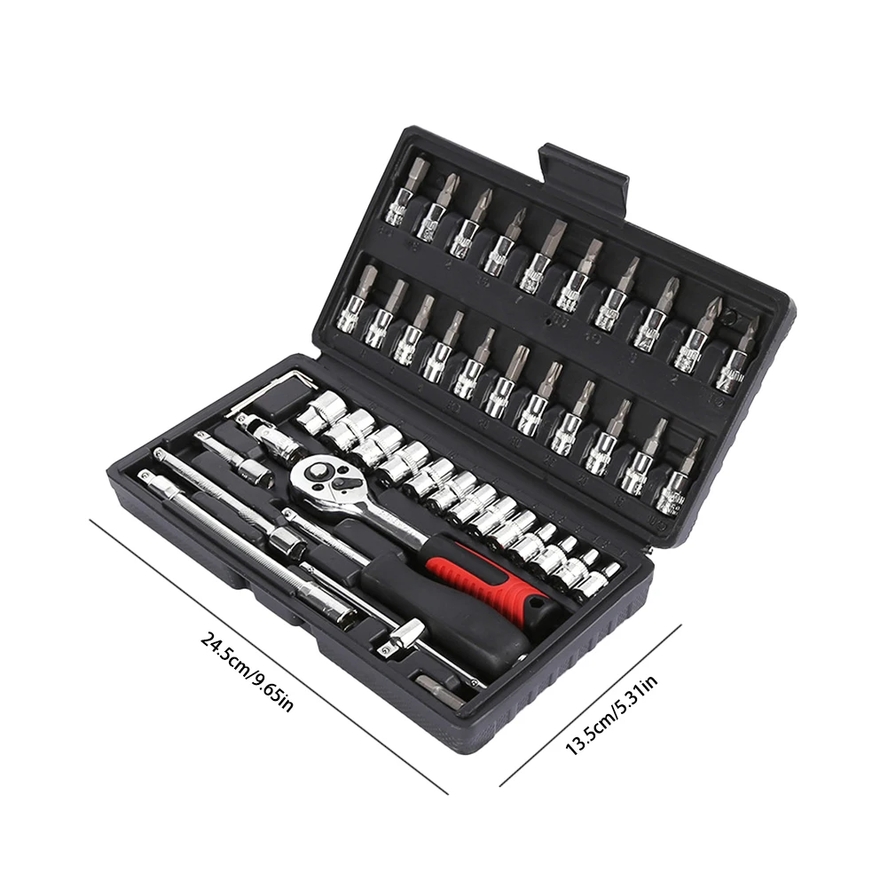 46PCS Socket Set Ratchet Wrench Socket Bit Kit 1/4 Inch Cr-V Tools For Car Bicycle Motorcycle Repair Ratchet Set Torque Wrench
46PCS Socket Set Ratchet Wrench Socket Bit Kit 1/4 Inch Cr-V Tools For Car Bicycle Motorcycle Repair Ratchet Set Torque Wrench