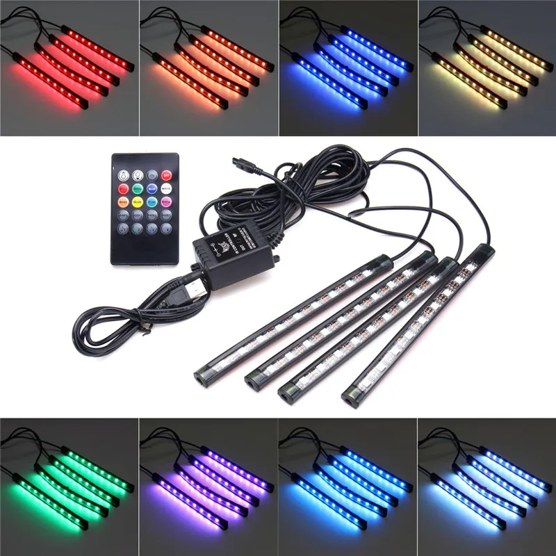 4Pcs USB LED Car Interior Decoration Lights RGB Floor Light Strip Music Control Neon Lamp Waterproof Flexible Wedding Decor
4Pcs USB LED Car Interior Decoration Lights RGB Floor Light Strip Music Control Neon Lamp Waterproof Flexible Wedding Decor