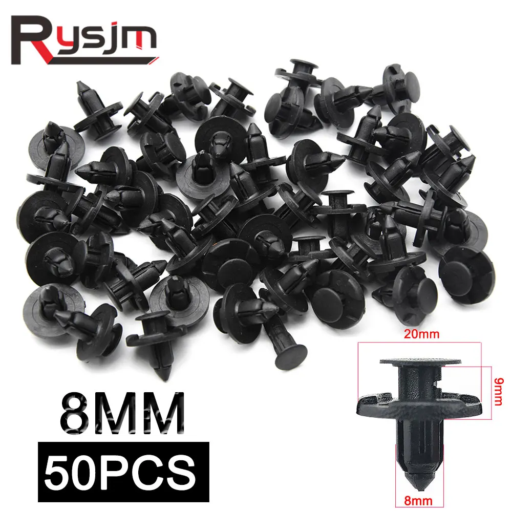 NEW 50pcs 8mm Black Hole Plastic Rivet Auto Fasteners Rivets Clips Vehicle Car Bumper Door Panel Fender Liner Clip Retainer
NEW 50pcs 8mm Black Hole Plastic Rivet Auto Fasteners Rivets Clips Vehicle Car Bumper Door Panel Fender Liner Clip Retainer