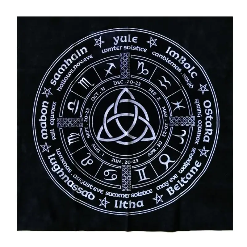 

Triquetra Pagan Wheel of the Year Sorcerer calendar Tarot Divination tablecloth Constellation Tarots Tablecloth