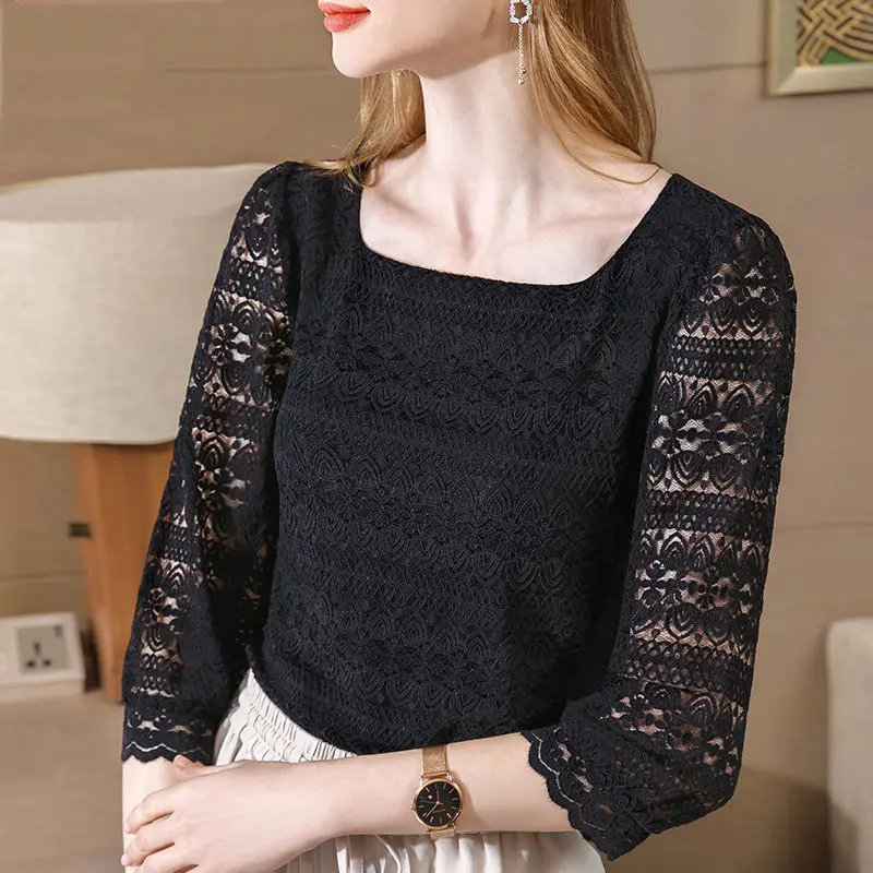Lace bottomed shirt spring women's wear 2021 new style with European fashion small shirt French top
Lace bottomed shirt spring women's wear 2021 new style with European fashion small shirt French top