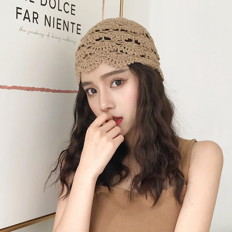 four seasons joker breathable fashionable manual hook knitting hat hollow out pattern chun xia, thin elegant baotou cap
four seasons joker breathable fashionable manual hook knitting hat hollow out pattern chun xia, thin elegant baotou cap